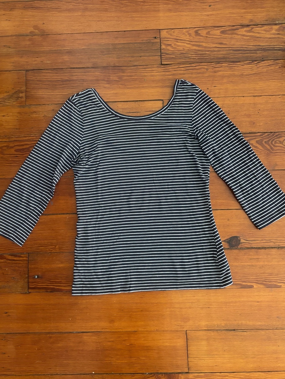 Boden Navy & White Striped Scoop Back Ballet Top